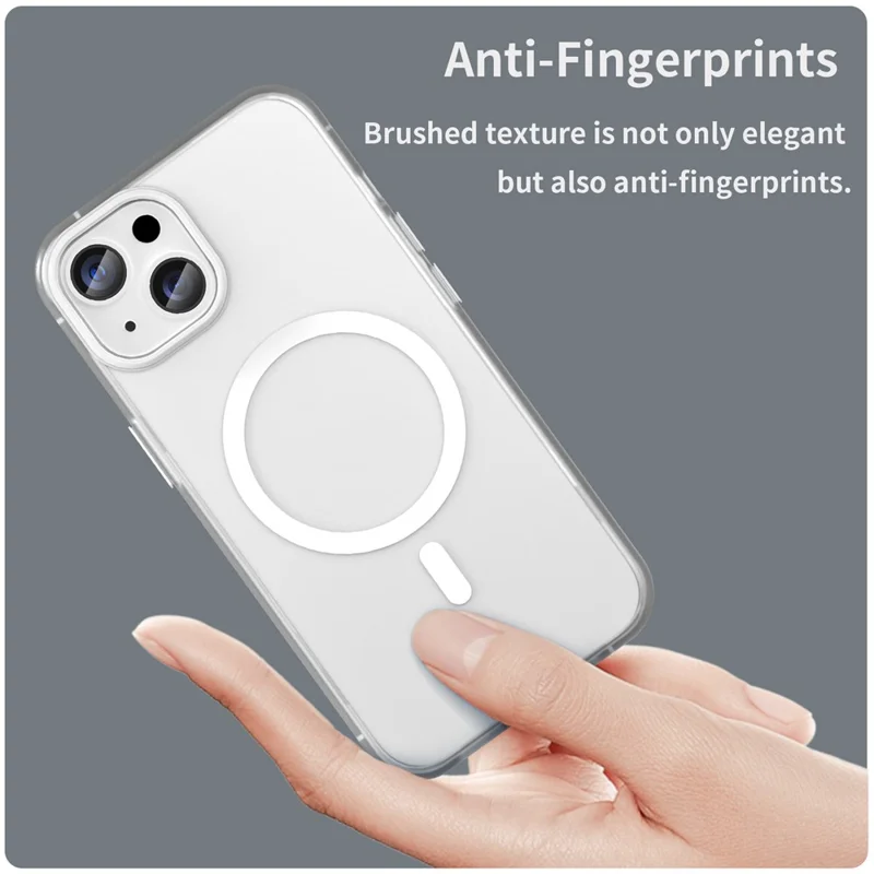 For iPhone 13 Frosted Back Case Drop Protection Phone Cover Compatible with MagSafe - White