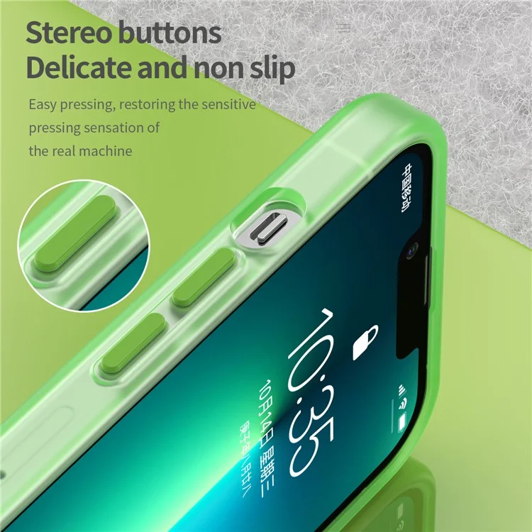 For iPhone 13 Pro Translucent Matte Back Cover Magnetic Phone Case - Fluorescent Green