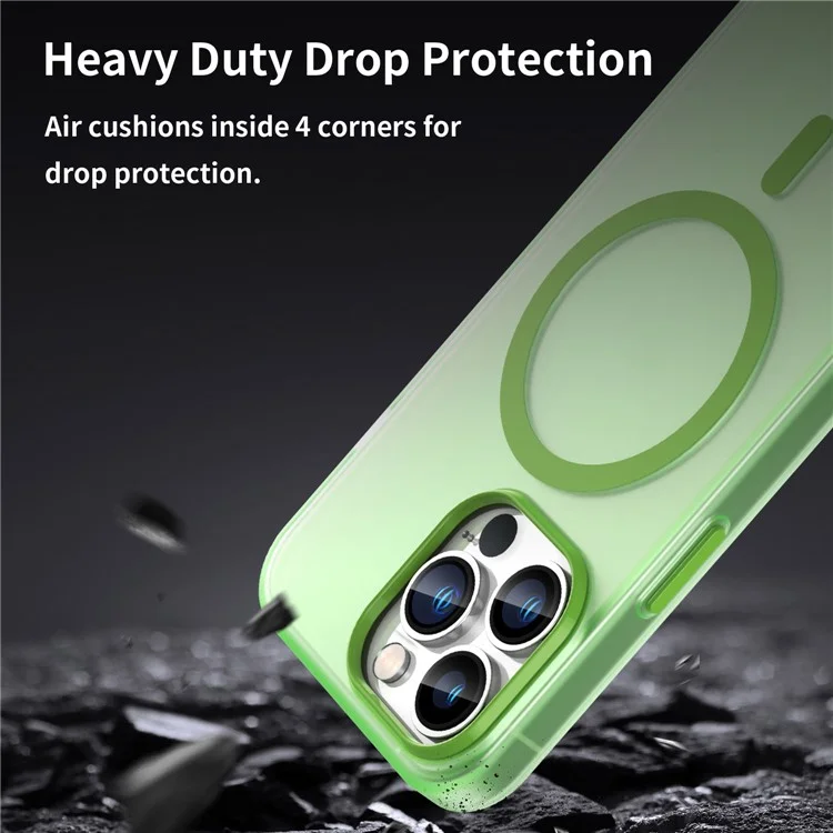 For iPhone 13 Pro Translucent Matte Back Cover Magnetic Phone Case - Fluorescent Green