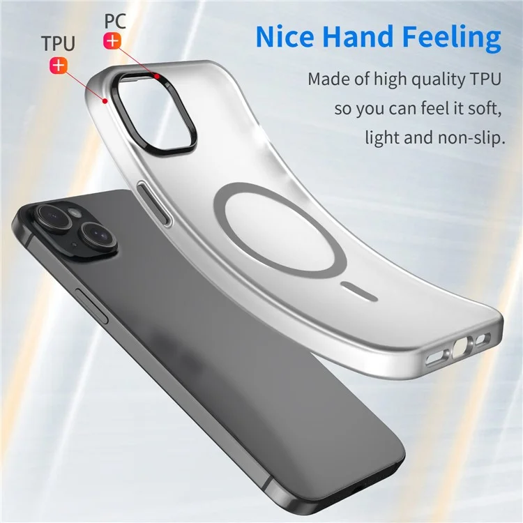 Para iPhone 15 Magnetic Case Capa de Telefone Fosca Anti-Impressão Digital Anti-Arranhões - Preto