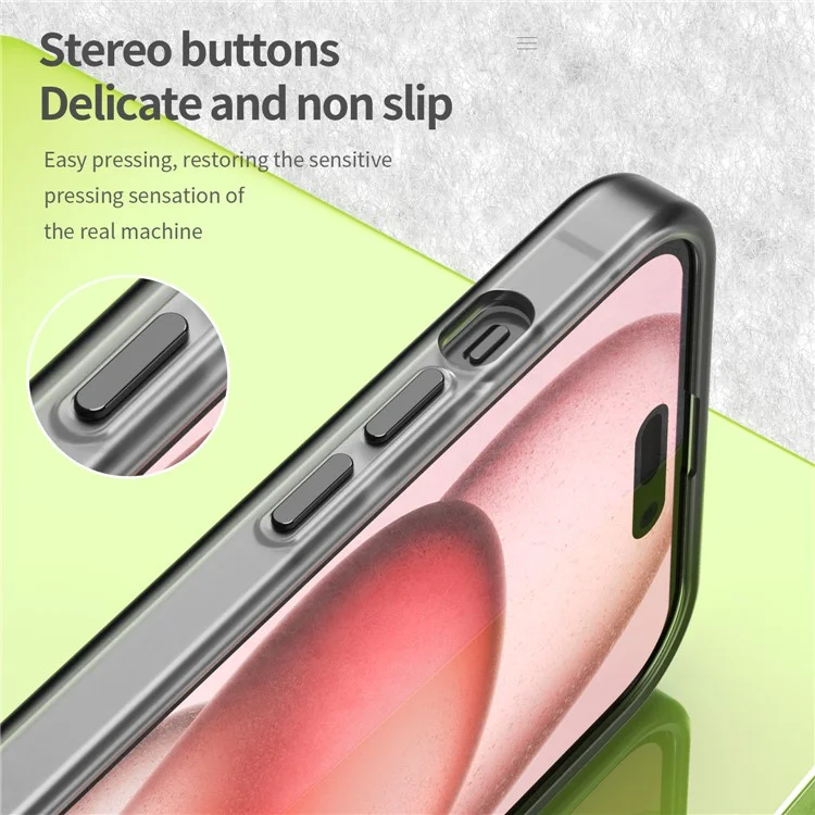 Para iPhone 15 Magnetic Case Capa de Telefone Fosca Anti-Impressão Digital Anti-Arranhões - Preto