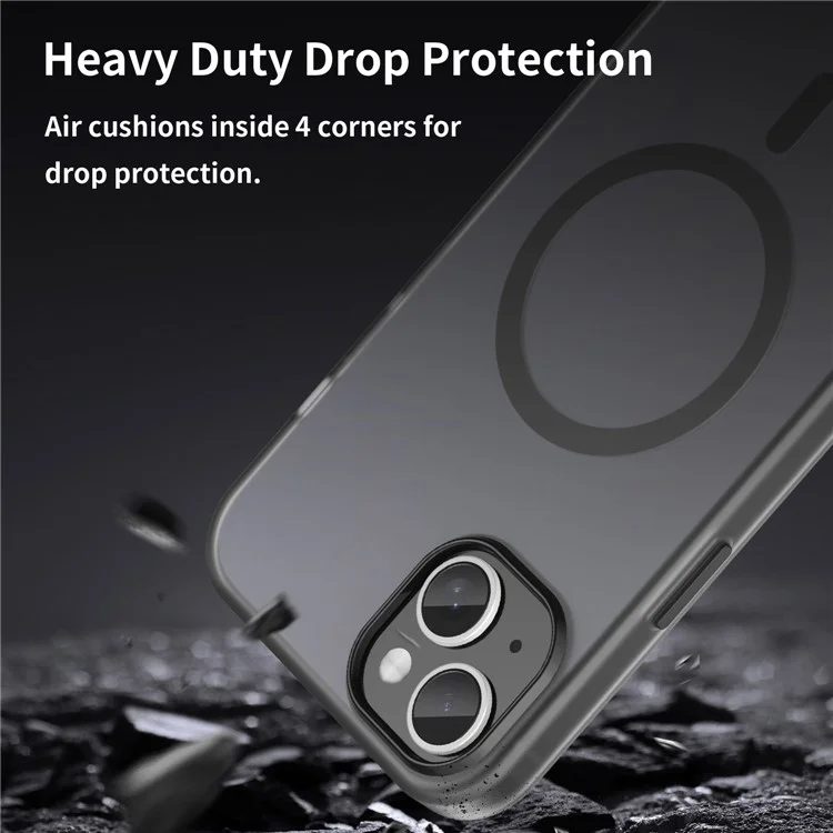 Para iPhone 15 Magnetic Case Capa de Telefone Fosca Anti-Impressão Digital Anti-Arranhões - Preto