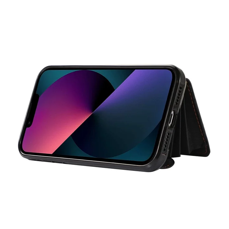 Étui pour iPhone 14 avec poche à fermeture éclair, porte-cartes RFID Blocking en cuir PU + housse de téléphone TPU avec 2 sangles - Noir