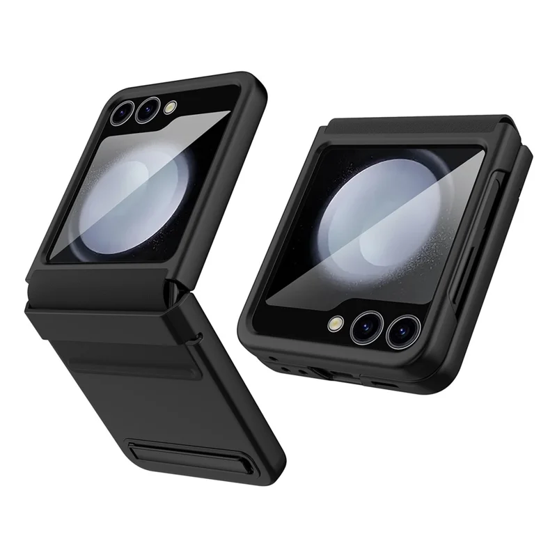 For Samsung Galaxy Z Flip5 5G Kickstand PC Phone Case Retractable Hinge Rear Screen Film - Black