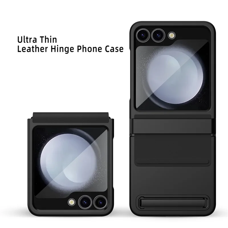 For Samsung Galaxy Z Flip5 5G Kickstand PC Phone Case Retractable Hinge Rear Screen Film - Black