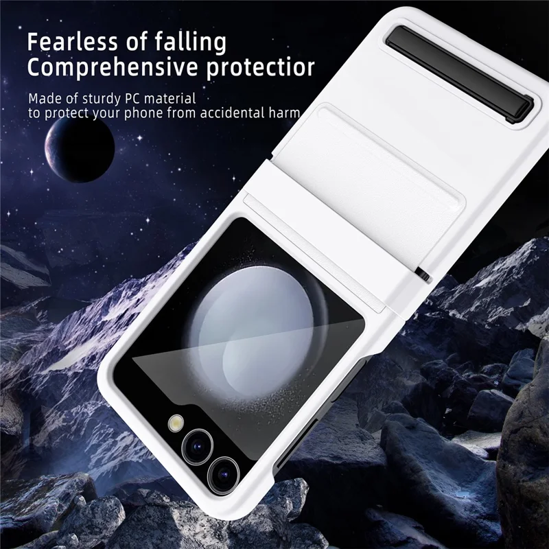For Samsung Galaxy Z Flip5 5G Kickstand PC Phone Case Retractable Hinge Rear Screen Film - Black