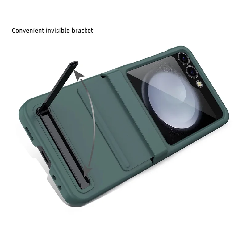 For Samsung Galaxy Z Flip5 5G Kickstand PC Phone Case Retractable Hinge Rear Screen Film - Black