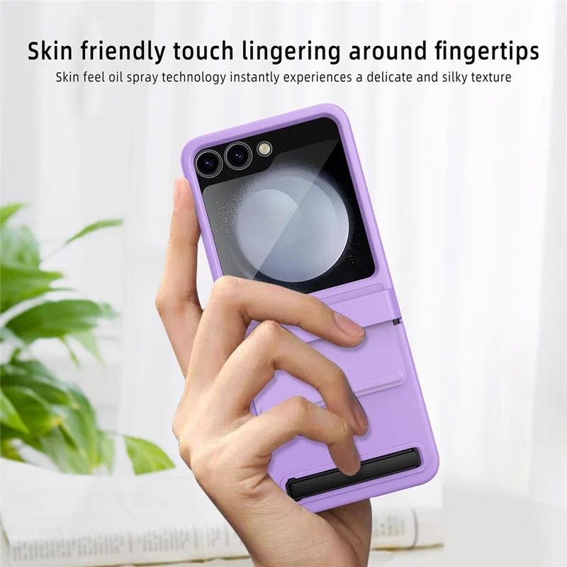 For Samsung Galaxy Z Flip5 5G Kickstand PC Phone Case Retractable Hinge Rear Screen Film - Black