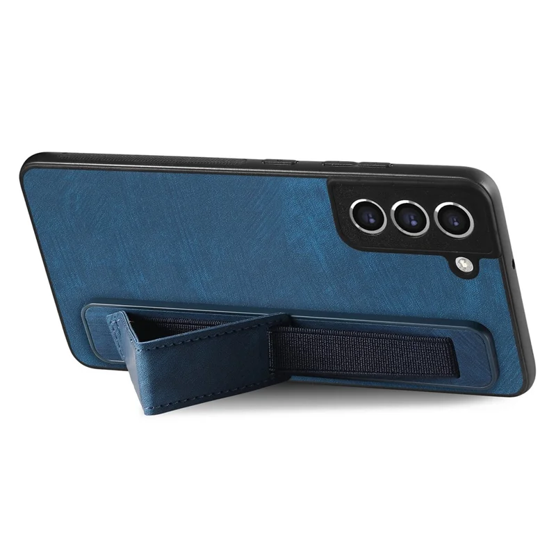 D11 For Samsung Galaxy S21 FE 5G Phone Case Wristband Kickstand Leather Back Cover - Blue