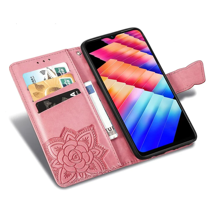For Infinix Hot 30i Case Butterfly Pattern Magnetic Leather Phone Cover - Pink