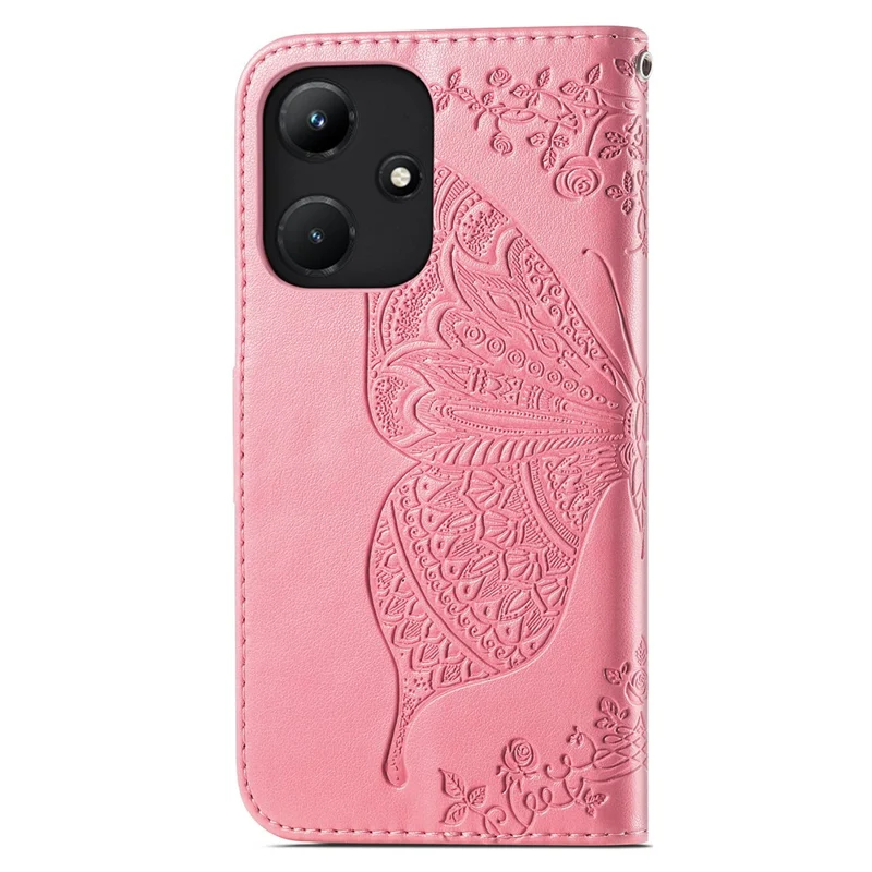 For Infinix Hot 30i Case Butterfly Pattern Magnetic Leather Phone Cover - Pink