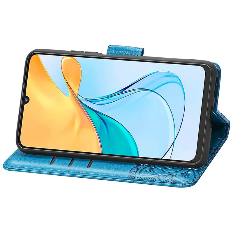 For ZTE Blade V50 Vita Cell Phone Case Butterfly Pattern Magnetic Clasp Leather Anti-drop Cover - Blue