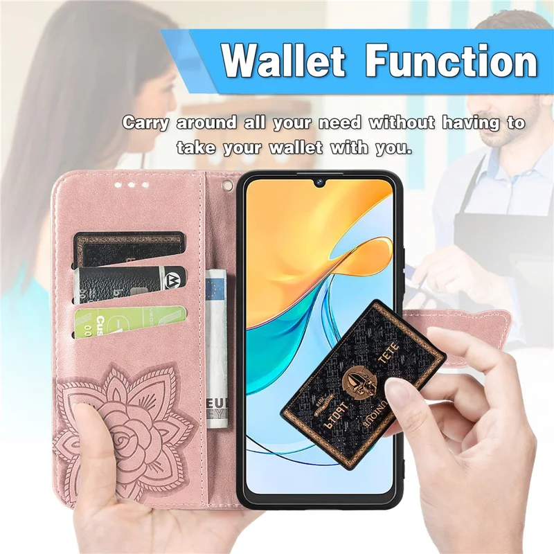 For ZTE Blade V50 Vita Cell Phone Case Butterfly Pattern Magnetic Clasp Leather Anti-drop Cover - Blue