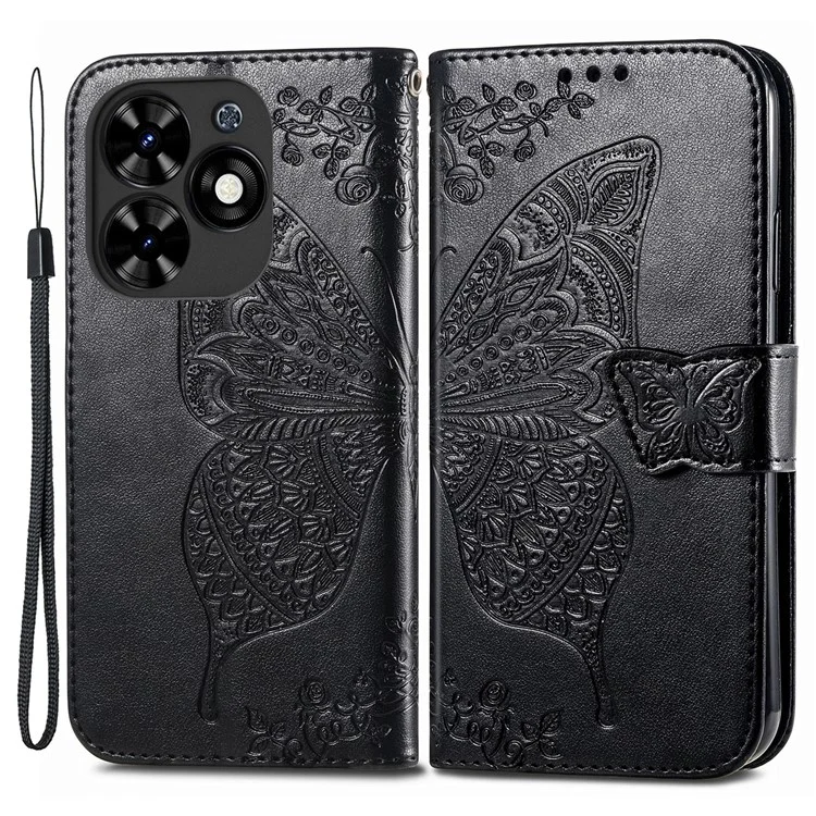 Pour TECNO Spark Go 2024 4G Étui Impression en Cuir PU Flip Housse de Téléphone - Noir