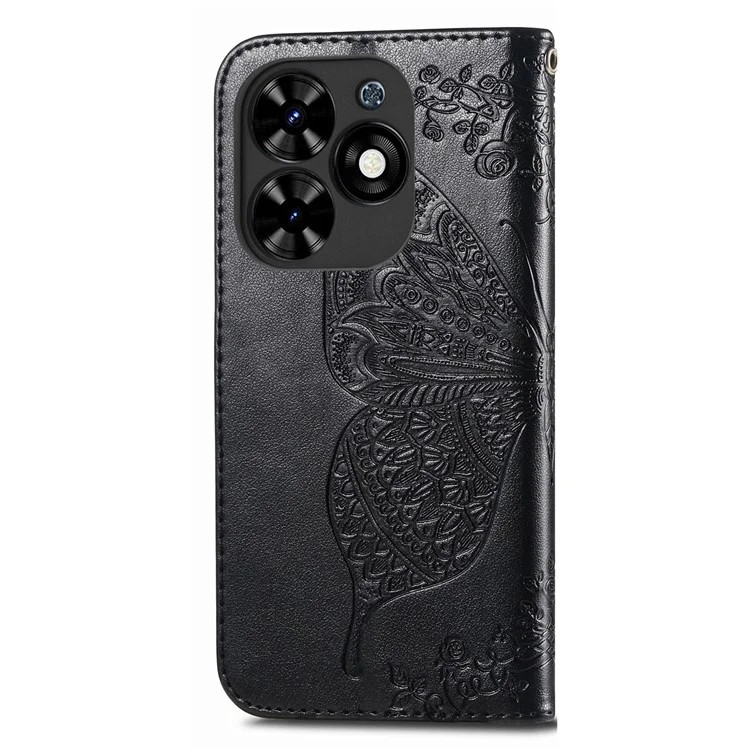 Pour TECNO Spark Go 2024 4G Étui Impression en Cuir PU Flip Housse de Téléphone - Noir