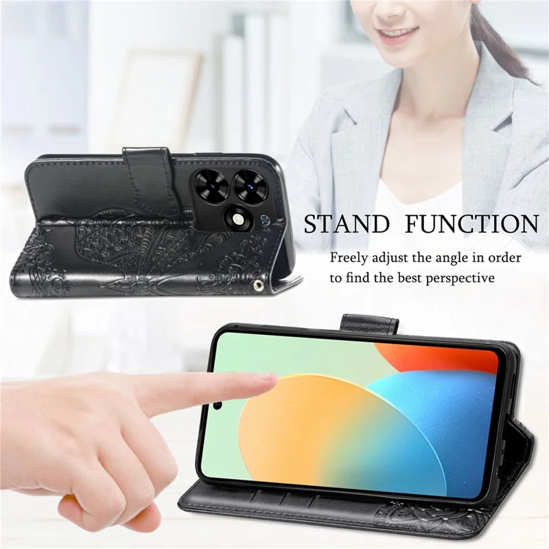 For TECNO Spark Go 2024 4G Case Imprinted PU Leather Flip Phone Cover - Light Purple