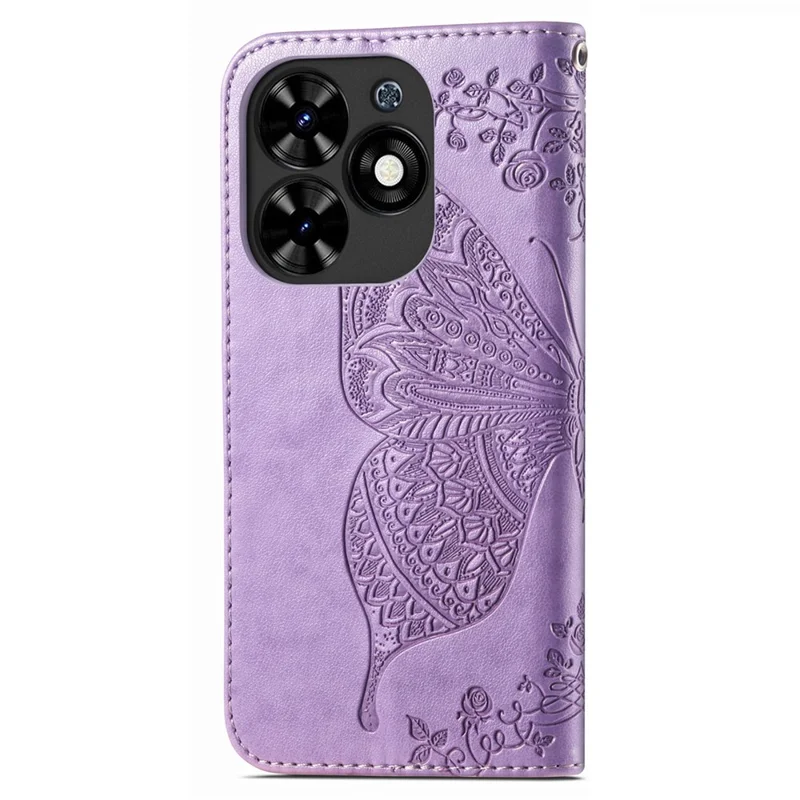 For TECNO Spark Go 2024 4G Case Imprinted PU Leather Flip Phone Cover - Light Purple