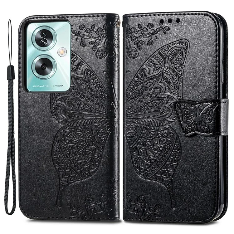 Custodia per supporto telefono per Oppo A79 5G / A2 5G in pelle PU - Nero