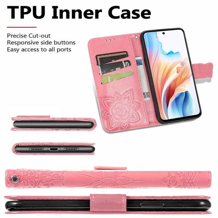 Custodia per supporto telefono per Oppo A79 5G / A2 5G in pelle PU - Nero