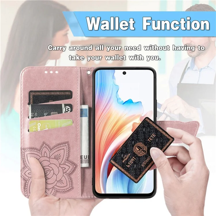 Custodia per supporto telefono per Oppo A79 5G / A2 5G in pelle PU - Nero