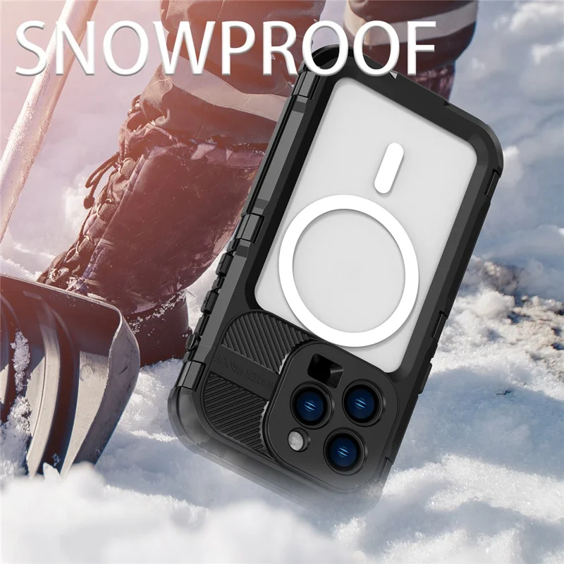 SHELLBOX M Series Compatible with MagSafe IP68 Waterproof Case for iPhone 14 Pro Max Aluminum Alloy Diving Case - Black