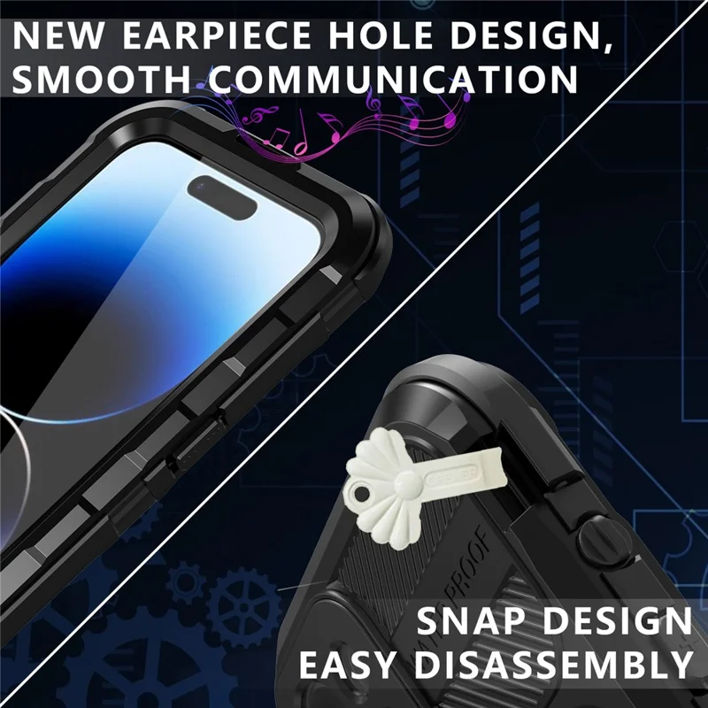 SHELLBOX M Series Compatible with MagSafe IP68 Waterproof Case for iPhone 14 Pro Max Aluminum Alloy Diving Case - Black