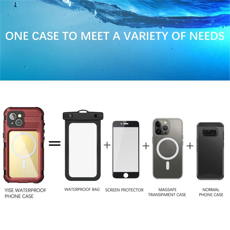 SHELLBOX M Series Metal IP68 Diving Case for iPhone 15 Waterproof Case Compatible with MagSafe - Red