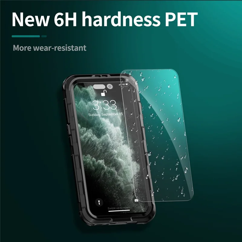 SHELLBOX M Series for iPhone 15 Pro Waterproof Case Compatible with MagSafe Aluminum Alloy IP68 Diving Case - Black