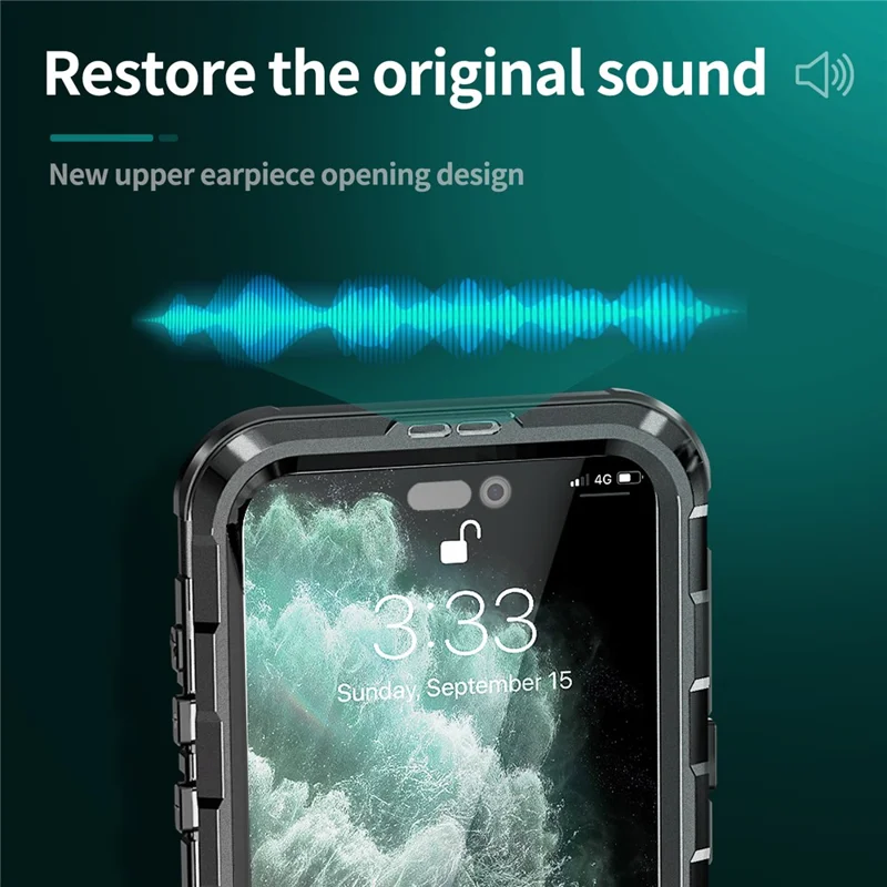 SHELLBOX M Series for iPhone 15 Pro Waterproof Case Compatible with MagSafe Aluminum Alloy IP68 Diving Case - Black