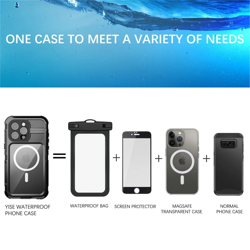 SHELLBOX M Series IP68 Waterproof Case for iPhone 15 Pro Max Case Metal Diving Phone Case Compatible with MagSafe - Black