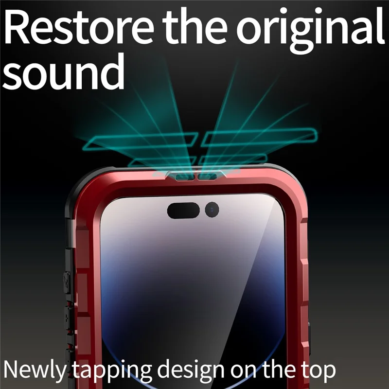 SHELLBOX M Series IP68 Waterproof Case for iPhone 15 Pro Max Case Metal Diving Phone Case Compatible with MagSafe - Red