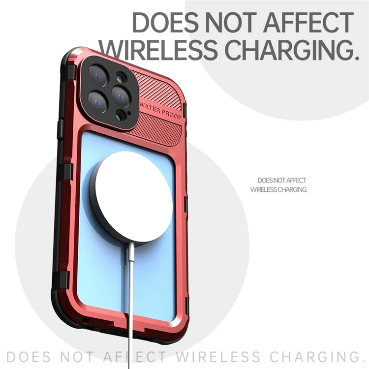 SHELLBOX M Series per iPhone 13 Pro Max 6,7 pollici Custodia in metallo impermeabile IP68 Custodia per immersione - Rosso