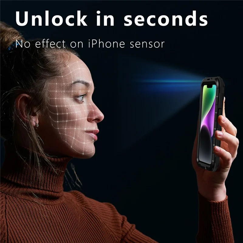 SHELLBOX M Series Diving Phone Case for iPhone 14 Metal IP68 Waterproof Case Compatible with MagSafe - Black