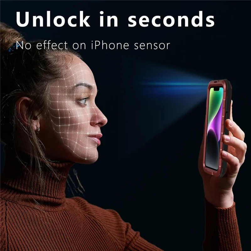 SHELLBOX M Series Diving Phone Case for iPhone 14 Metal IP68 Waterproof Case Compatible with MagSafe - Red