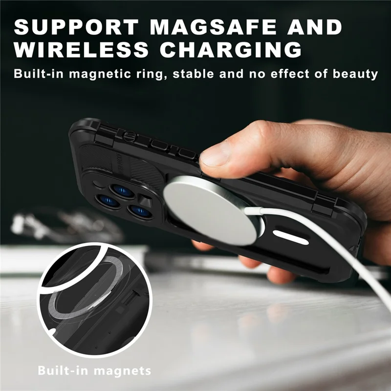 SHELLBOX M-serie Metaal IP68 Waterdichte Hoes voor iPhone 14 Pro Duiktelefoonhoes Compatibel met MagSafe - Zwart