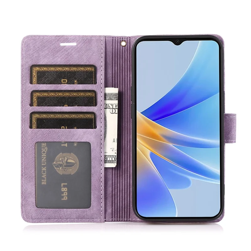 Wallet Leather Cover for Oppo A78 4G Shell Imprint Orchid Butterfly Pattern Phone Case - Purple