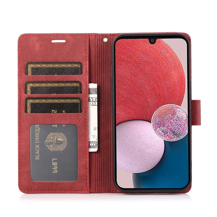 Pour Samsung Galaxy A25 5G (Global) (161,0 x 76,5 x 8,3 mm) Étui de téléphone magnétique à motif papillon orchidée Logements pour cartes Housse portefeuille - Rouge