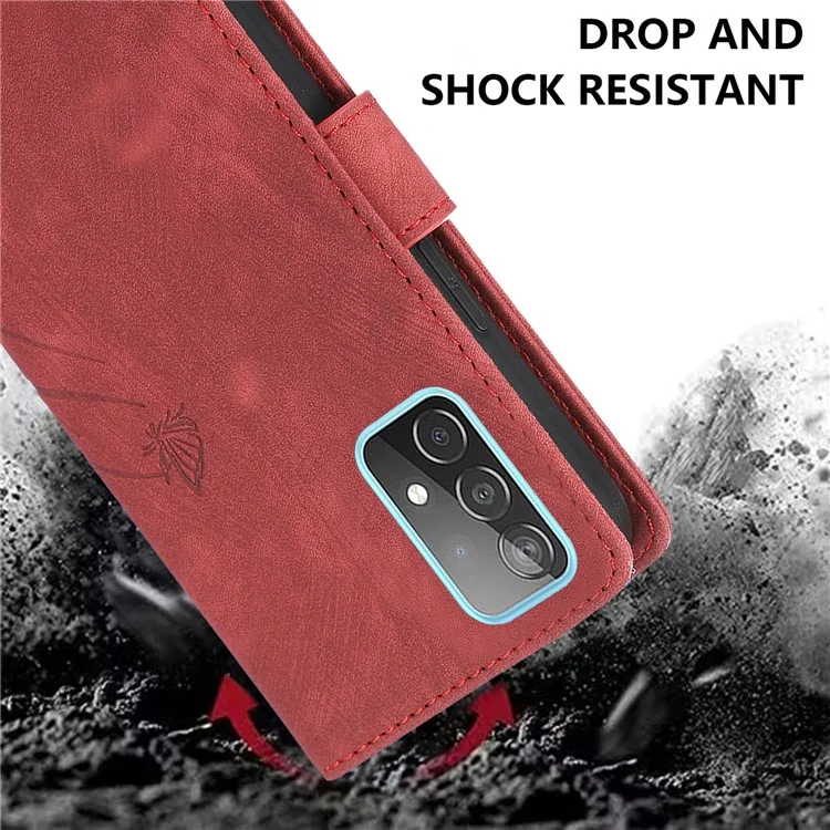 Pour Samsung Galaxy A25 5G (Global) (161,0 x 76,5 x 8,3 mm) Étui de téléphone magnétique à motif papillon orchidée Logements pour cartes Housse portefeuille - Rouge