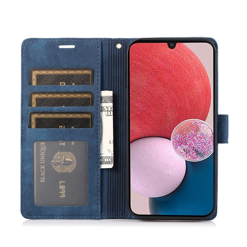 For Samsung Galaxy A25 5G (Global) (161.0 x 76.5 x 8.3mm) Magnetic Phone Case Orchid Butterfly Pattern Card Slots Wallet Cover - Blue