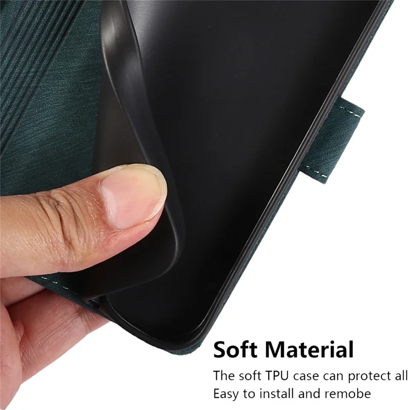 For Samsung Galaxy S23 FE Phone Wallet Case Orchid Butterfly Pattern Leather Cover - Green