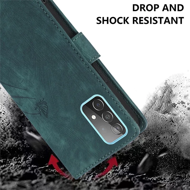 For Samsung Galaxy S23 FE Phone Wallet Case Orchid Butterfly Pattern Leather Cover - Green