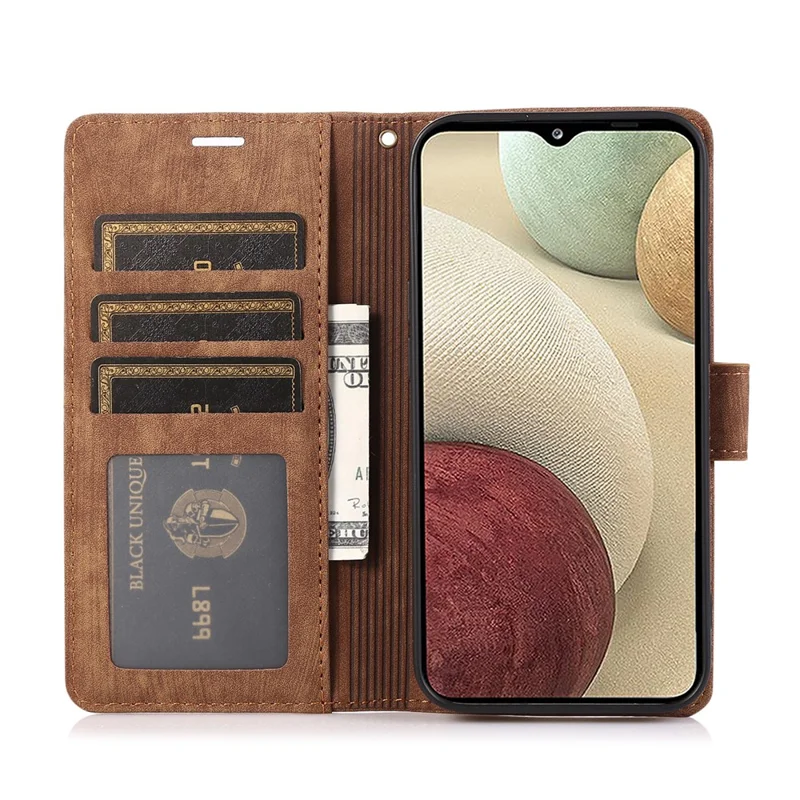 For Samsung Galaxy A14 4G / 5G Wallet Case Leather Cover Orchid Butterfly Pattern - Brown