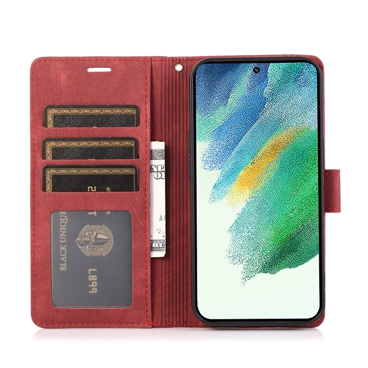 Para Samsung Galaxy S23+ Flip Leather Case Wallet Cover Orchid Butterfly Pattern - Red