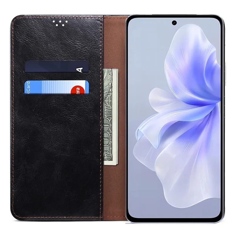 Telefon-Schale für vivo S18e 5G Case Stand PU Leder Cover Brieftasche - Schwarz