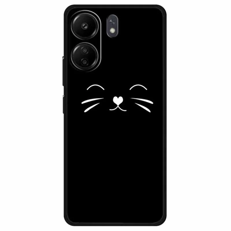 For Xiaomi Redmi 13C 4G / Poco C65 4G Phone Case TPU Back Cover Linear Pattern Printing - Cat