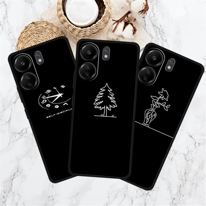 For Xiaomi Redmi 13C 4G / Poco C65 4G Phone Case TPU Back Cover Linear Pattern Printing - Cat