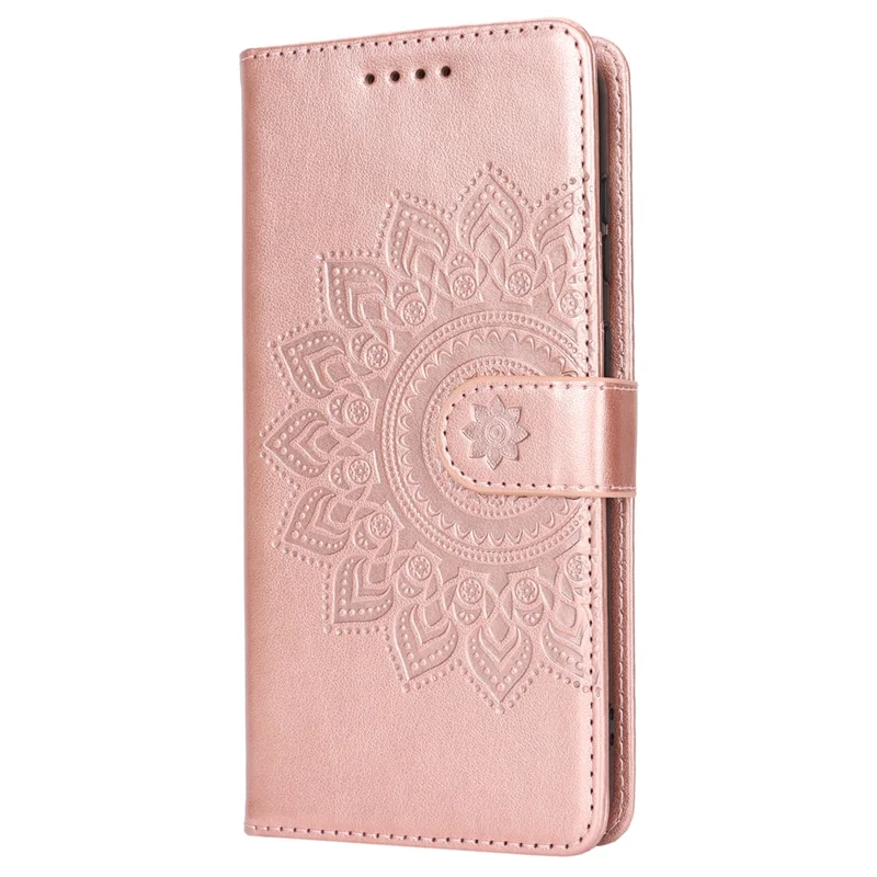 For Samsung Galaxy S23 Cell Phone Case R61 Texture PU Leather Wallet Stand Protective Cover - Rose Gold