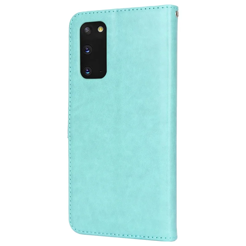 For Samsung Galaxy S20 4G / 5G Cell Phone Case R61 Texture Imprinted Leather Wallet Anti-scratch Cover - Light Green