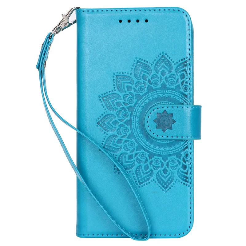 For Samsung Galaxy S20 4G / 5G Cell Phone Case R61 Texture Imprinted Leather Wallet Anti-scratch Cover - Blue