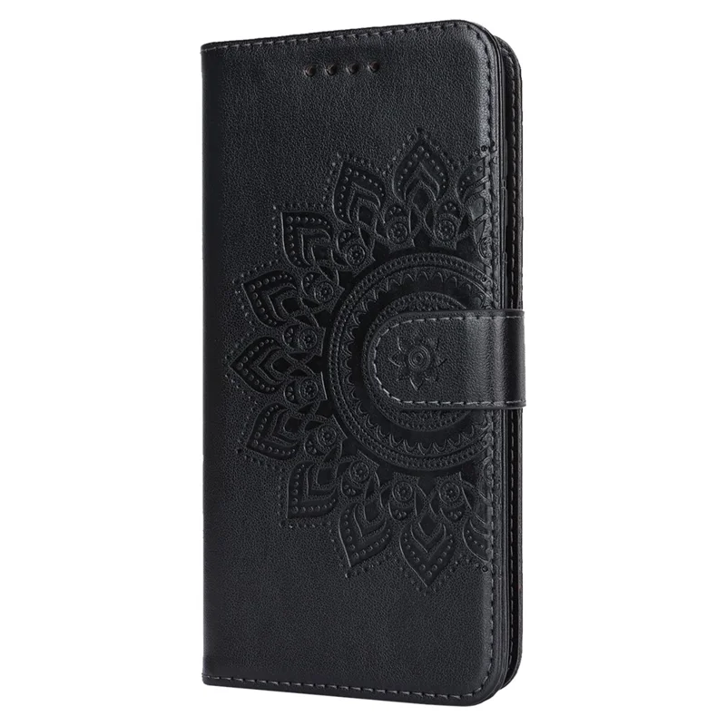 For Samsung Galaxy S21 5G / 4G Cover R61 Texture Leather Stand Shockproof Imprinted Cell Phone Case - Black